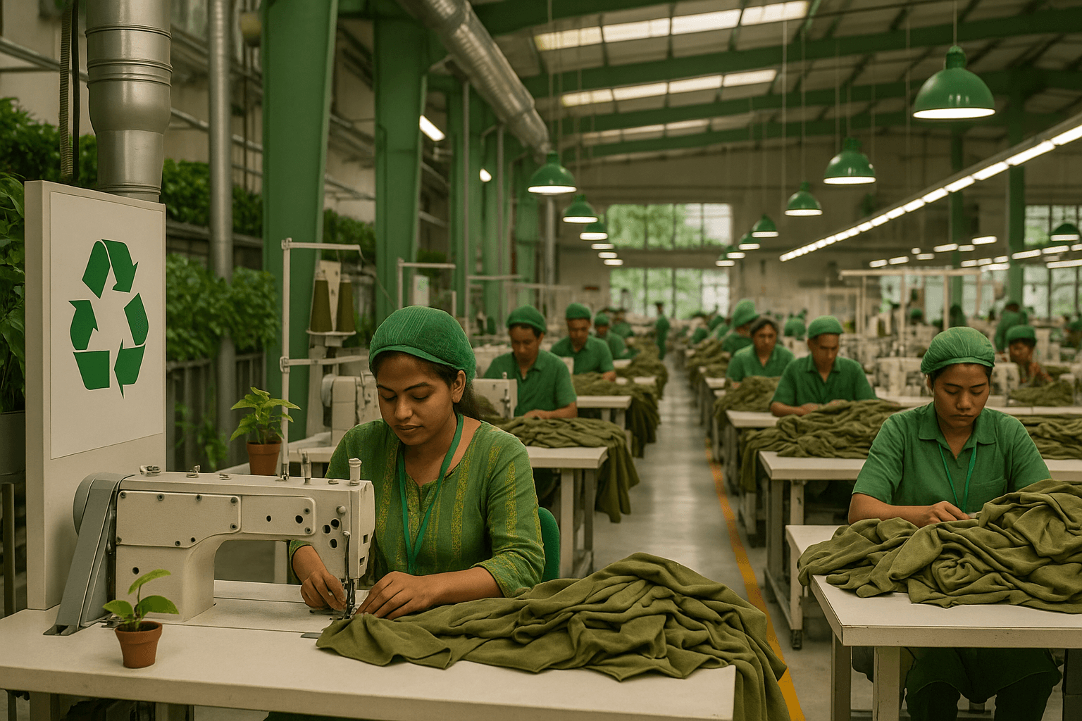 Garment factory in Bangladesh using eco-friendly processes and sustainable manufacturing techniques